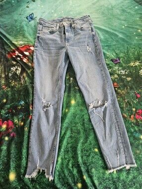 H&M &denim Cropped Distressed Girlfriend Jeans 4